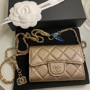Chanel Mini Belt Waist Bag Gold Lambskin 21P NEW